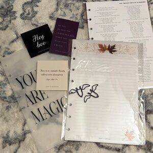 October sub box inserts, note pages, vellum, and quote cards w/bat clips